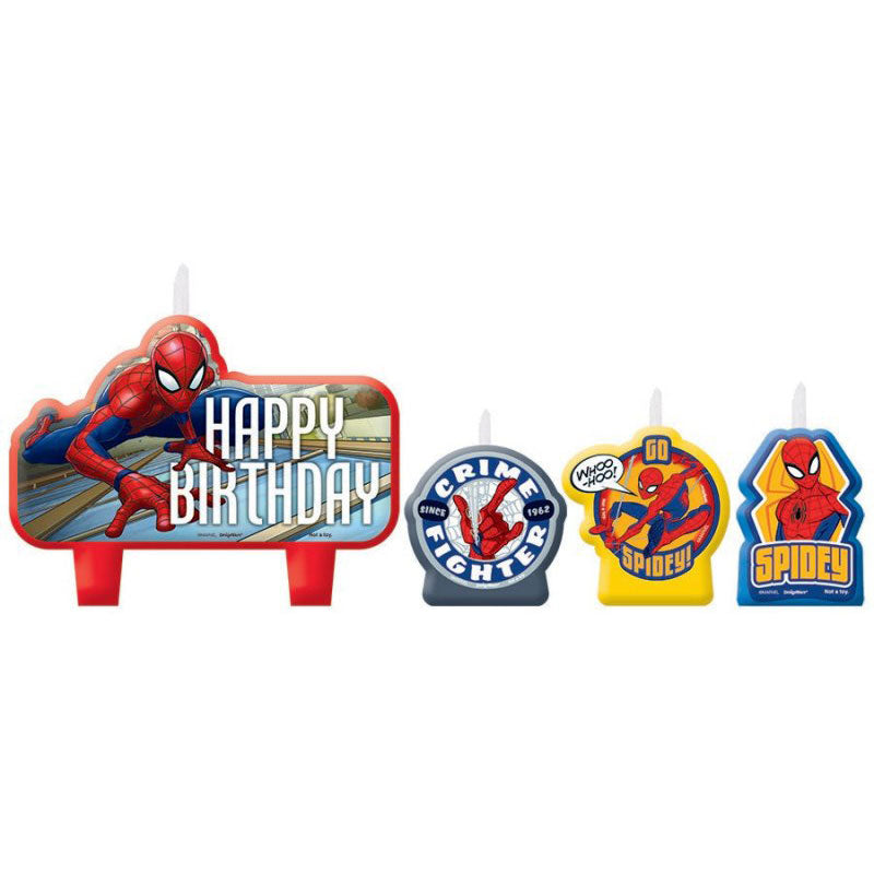 Spiderman Birthday Candle Set 4pk