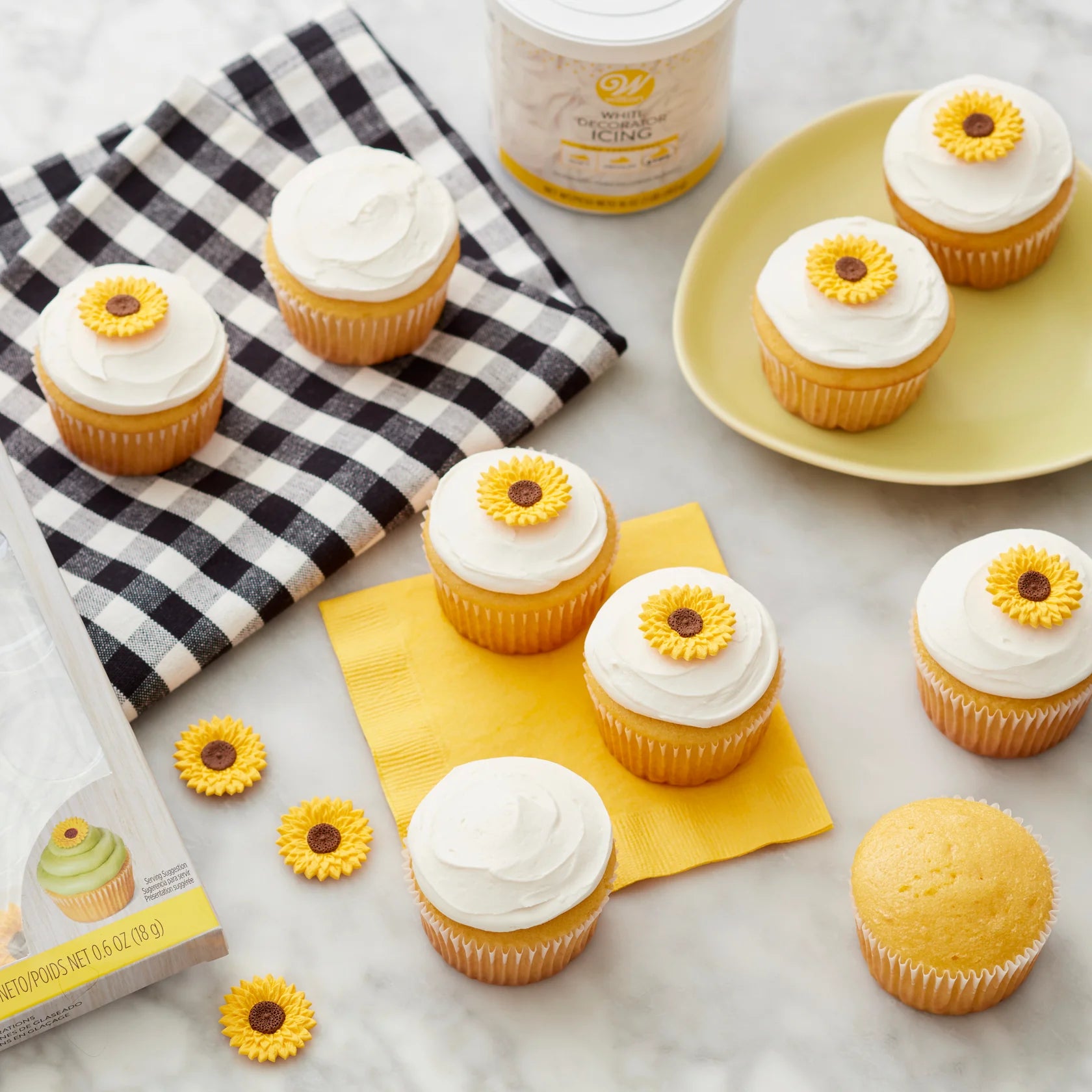 Sunflower Icing Decorations 12pk