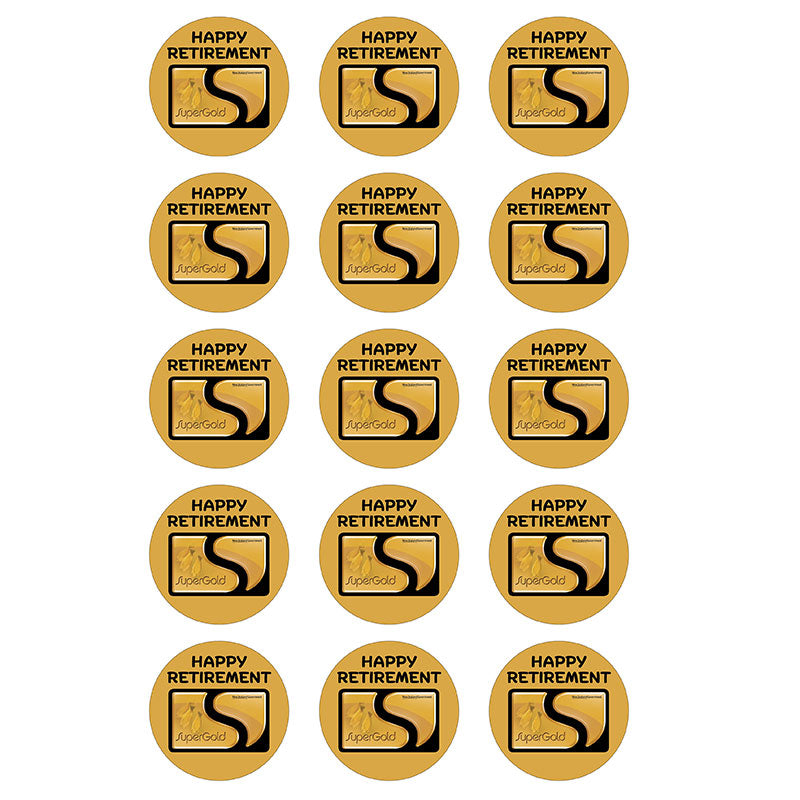 Super Gold Card Happy Retirement Edible Icing Cupcake Images