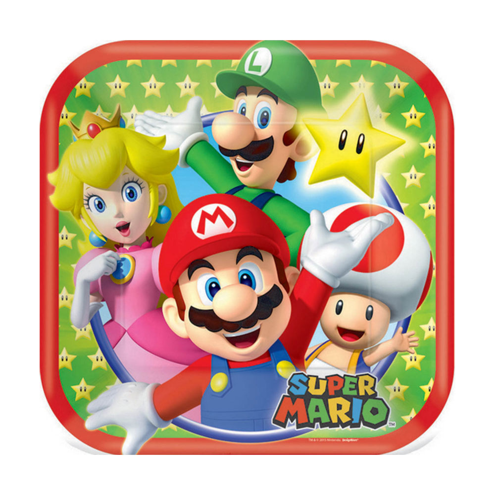 Super Mario Brothers Square Plates 8pk