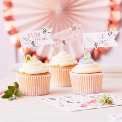 Afternoon Tea Floral Cupcake Toppers 12pk