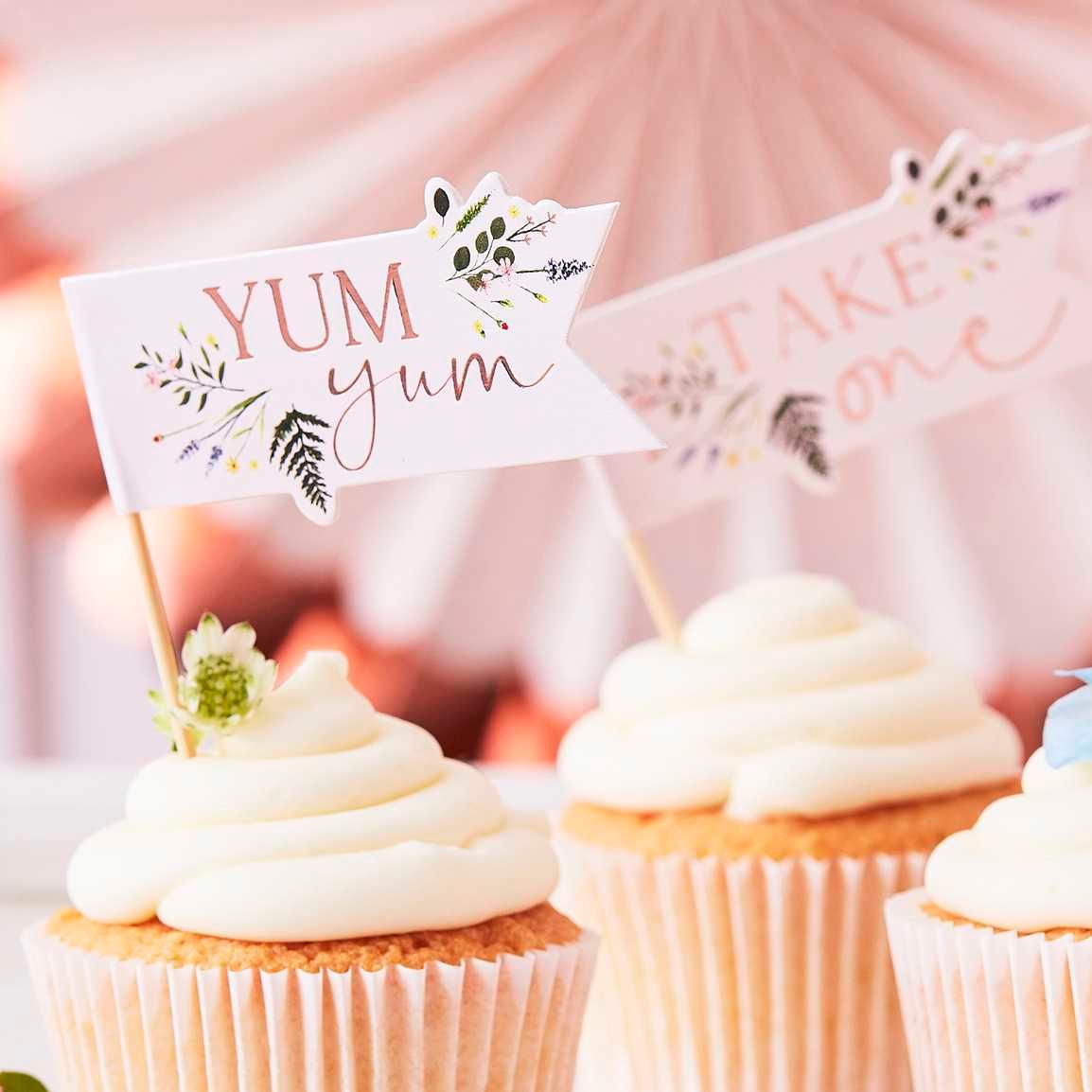 Afternoon Tea Floral Cupcake Toppers 12pk