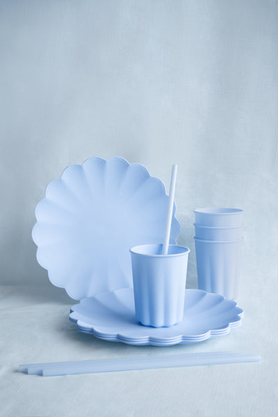 Light Blue Frill Reusable Plates 4pk