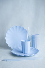 Light Blue Frill Reusable Plates 4pk