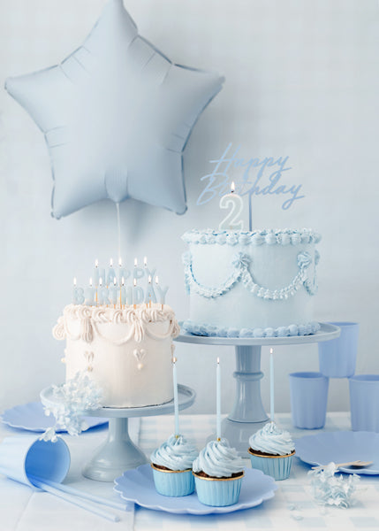 Light Blue Frill Reusable Plates 4pk