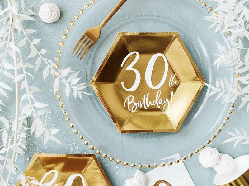 Gold 30th Birthday Plates 6pk
