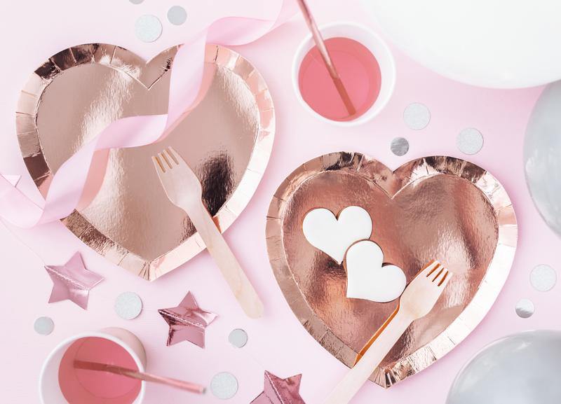 Rose Gold Heart Plates 6pk