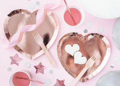 Rose Gold Heart Plates 6pk