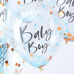 Blue Baby Boy Baby Shower Confetti Balloons 5pk