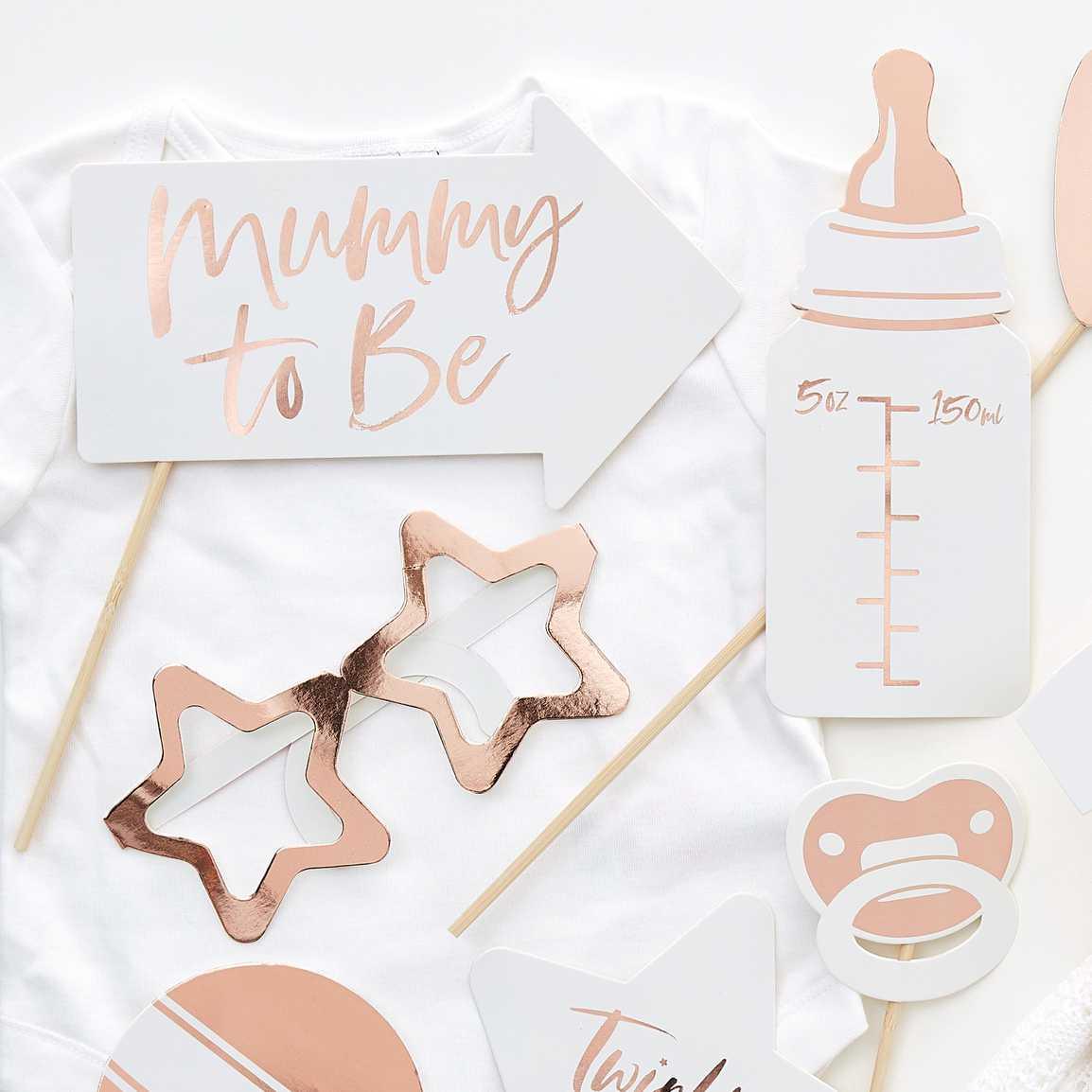 Rose Gold Baby Shower Photo Booth Props 10pk