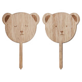 Wooden Teddy Bear Cupcake Toppers