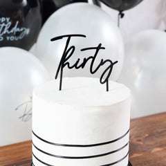 Black Thirty Acrylic Cake Topper