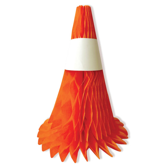 Construction Road Cone Honeycomb Centrepiece 3pk