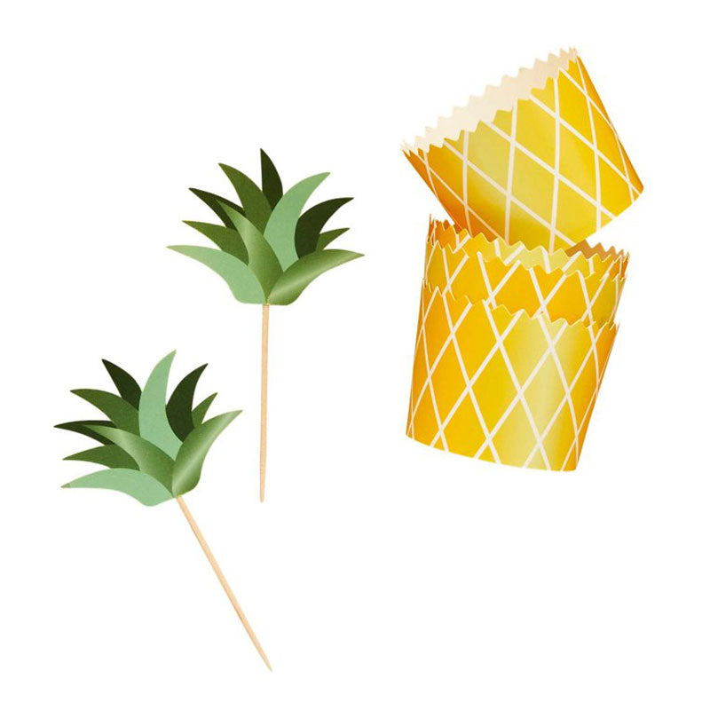 Tropical Pineapple Food Picks & Food Cups Set 10pk