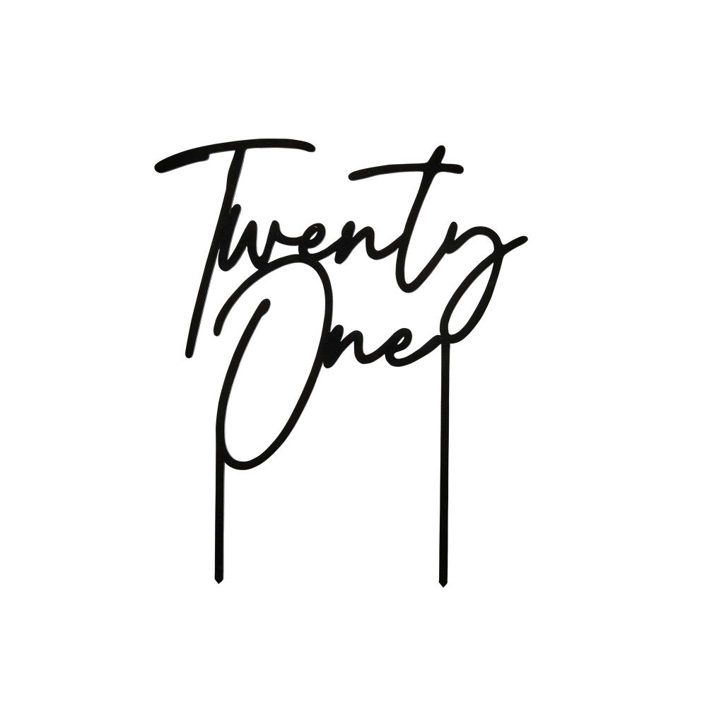 Black Twenty One Acrylic Cake Topper