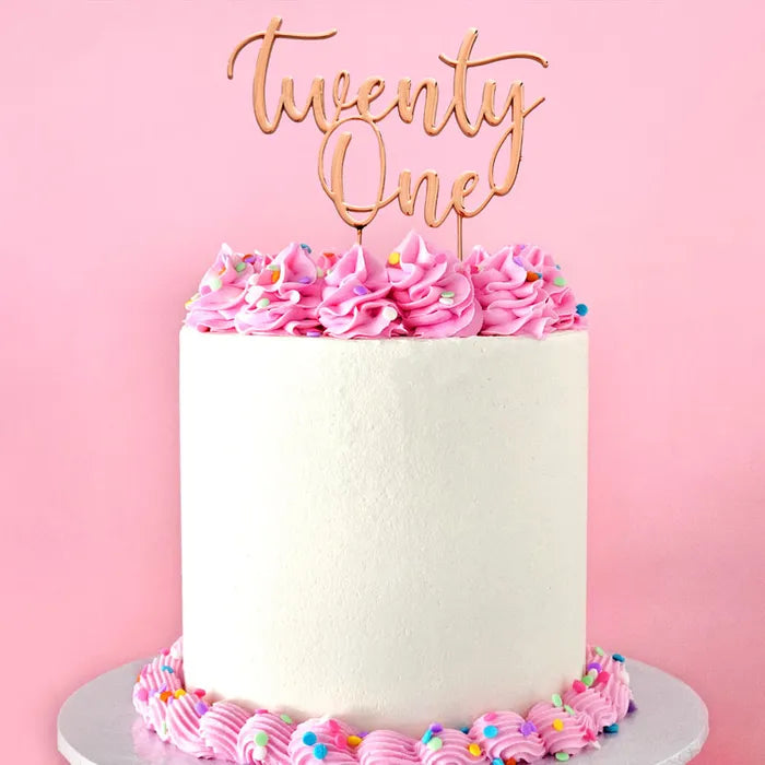 Rose Gold Twenty One Metal Cake Topper