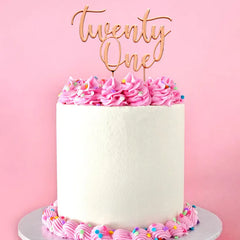 Rose Gold Twenty One Metal Cake Topper