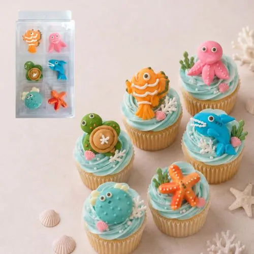 Sea Animal Sugar Icing Decorations 6pk