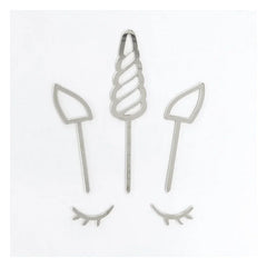 Unicorn Silver Acrylic Cake Topper Set