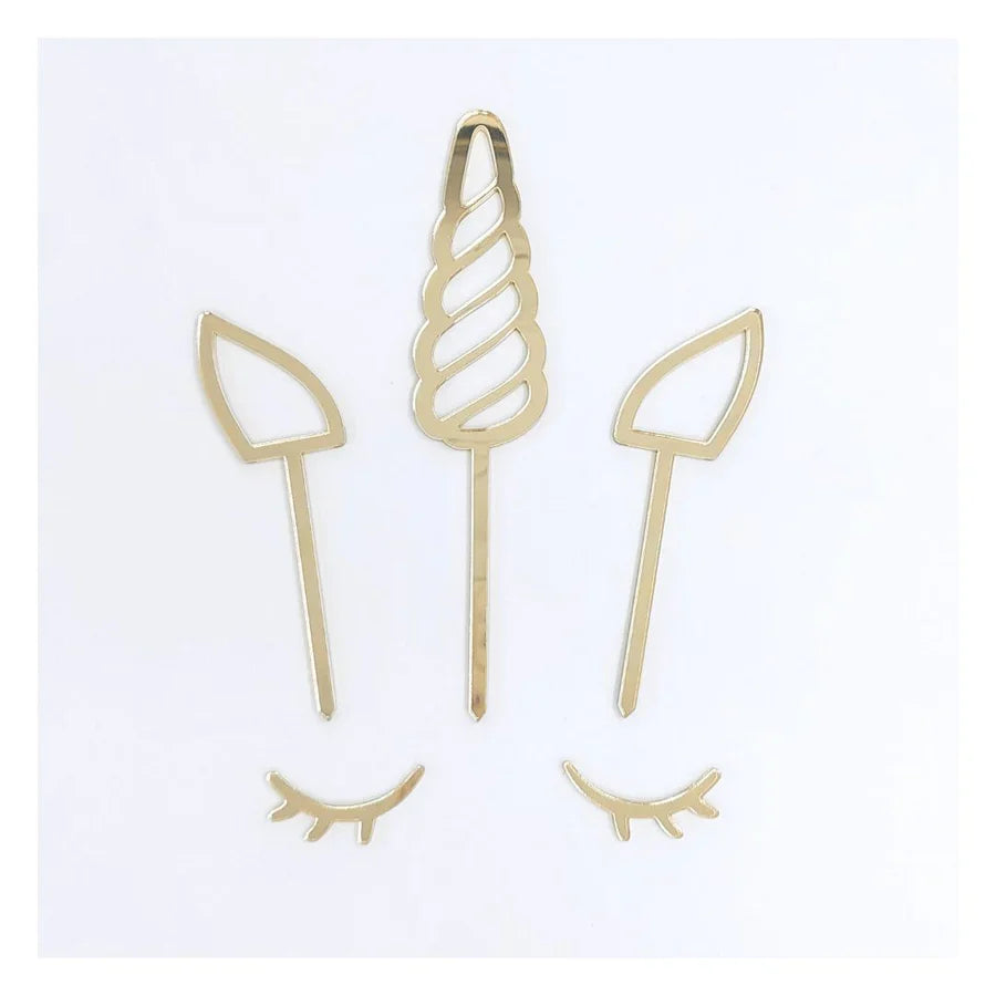 Unicorn Gold Acrylic Cake Topper Set