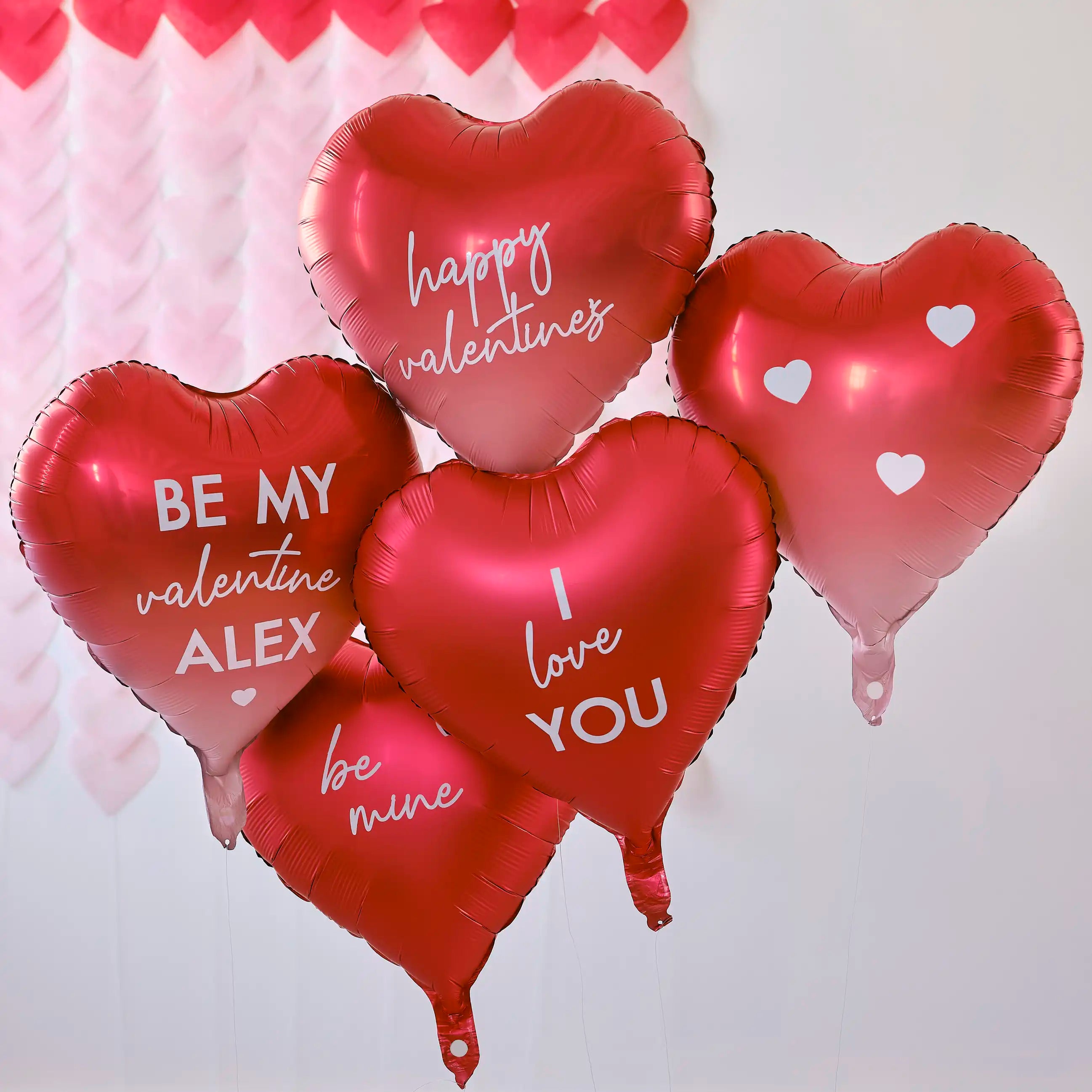 Customisable Heart Valentines Balloons 5pk