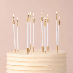 White & Gold Double Dipped Candles 12pk