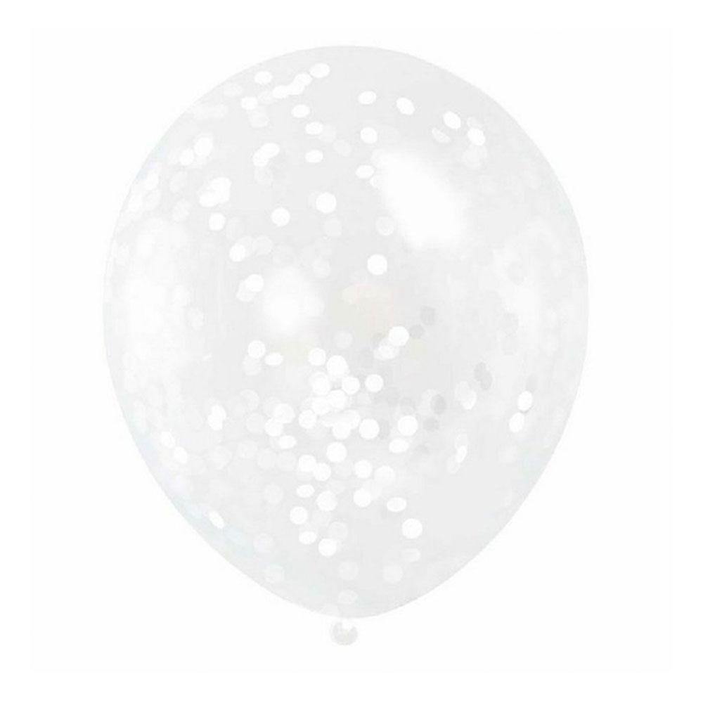White Confetti Balloons 6pk