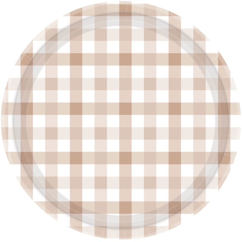 White Sand Gingham Plates 8pk