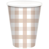 White Sand Gingham Paper Cups