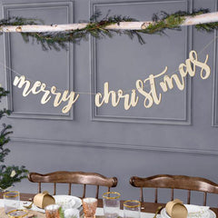 Wooden Merry Christmas Banner