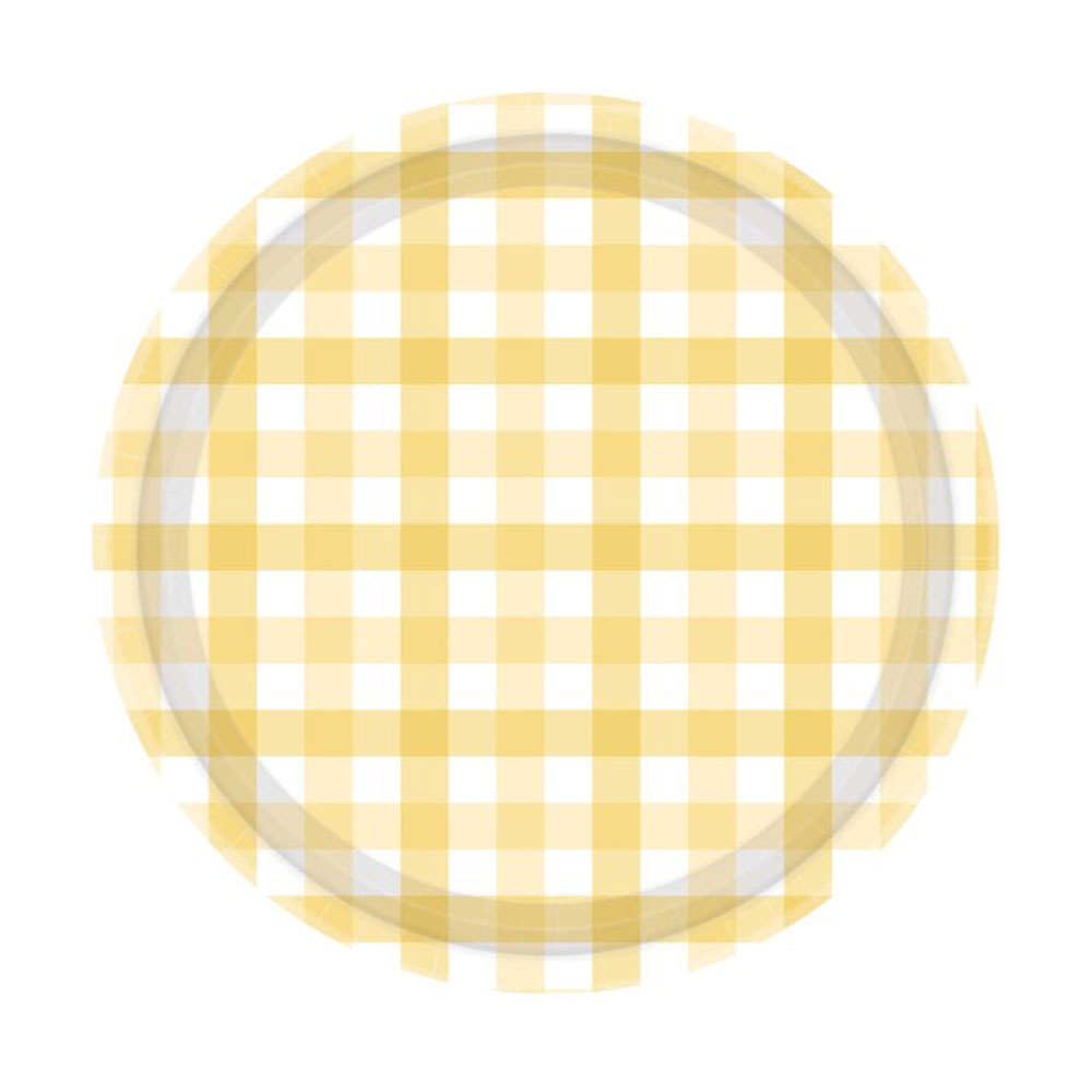 Pastel Yellow Gingham Plates 8pk