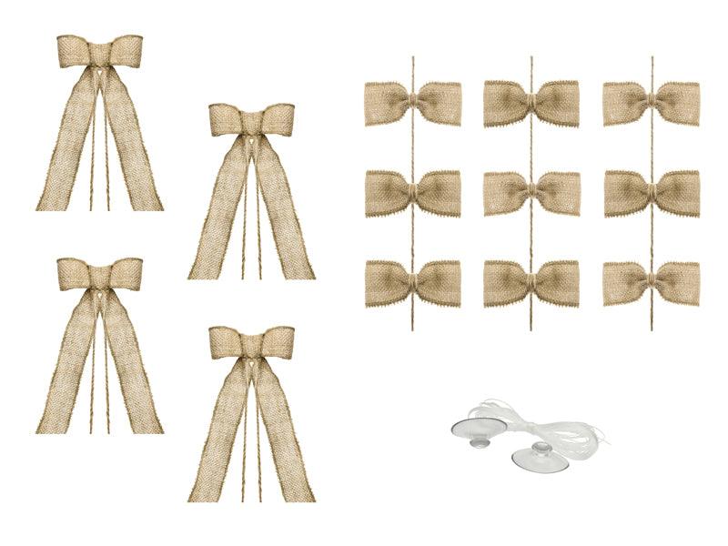 Burlap Bows Wedding Car Decoration Kit