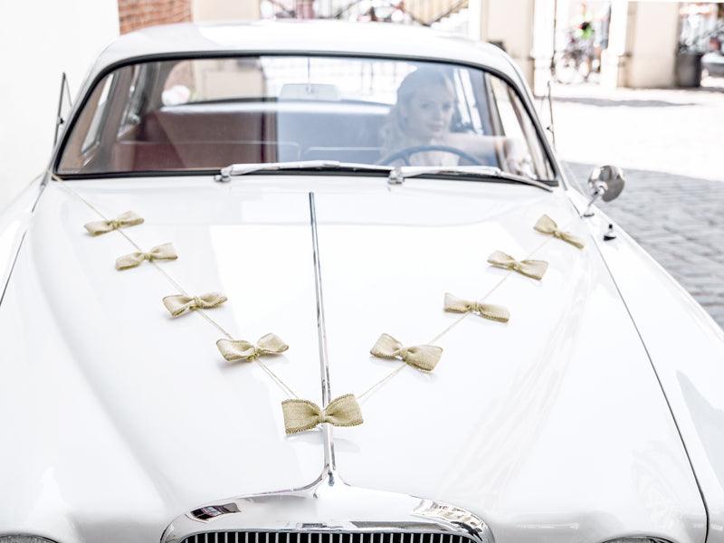 Burlap Bows Wedding Car Decoration Kit