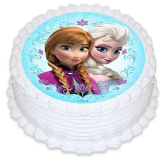 Frozen Anna & Elsa Edible Icing Cake Image