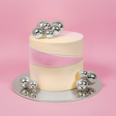 Silver Disco Cake Ball Toppers 12pk