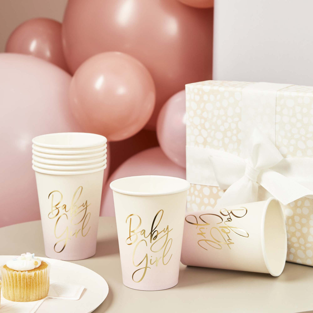 Pink Baby Girl Cups 8pk