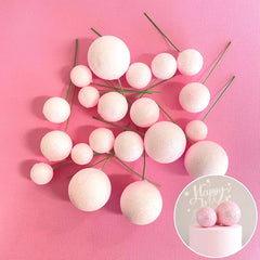 Glitter Baby Pink Cake Ball Toppers 20pk