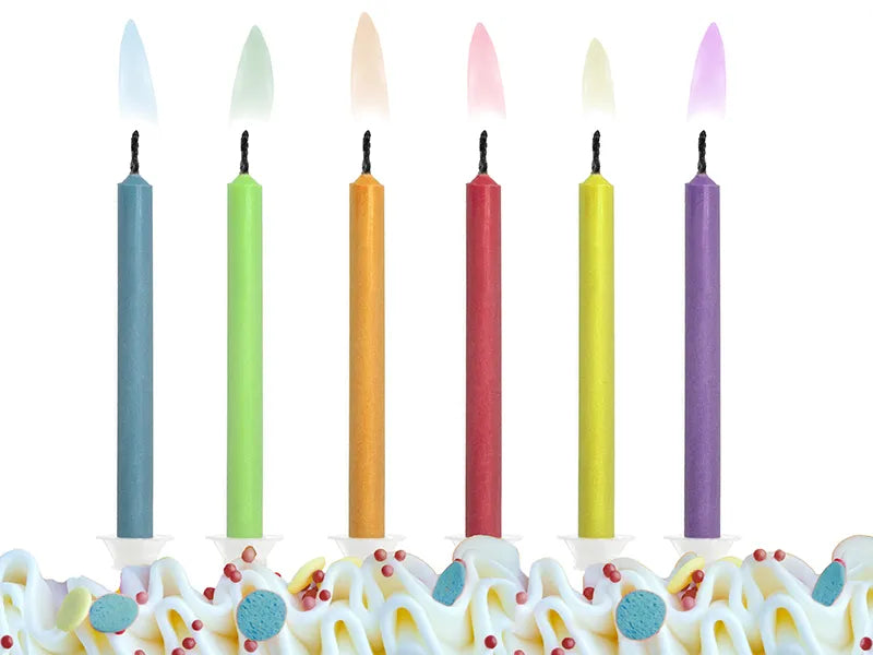 Coloured Flame Candles 6pk