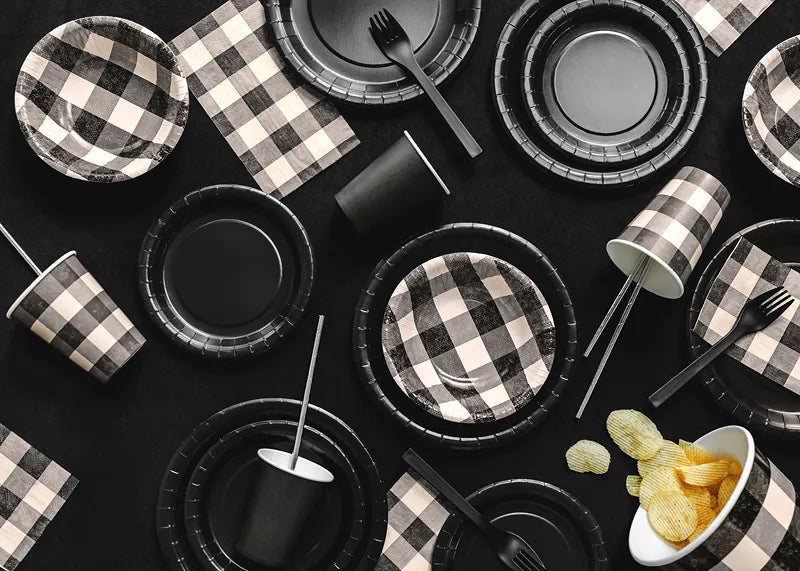 Black Gingham Large Napkins 20pk