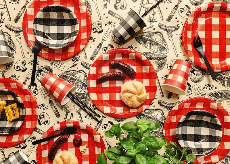 Red Gingham Jumbo Plates 6pk