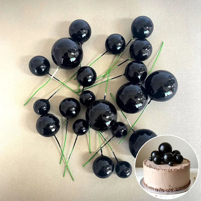 Shiny Black Cake Ball Toppers 20pk
