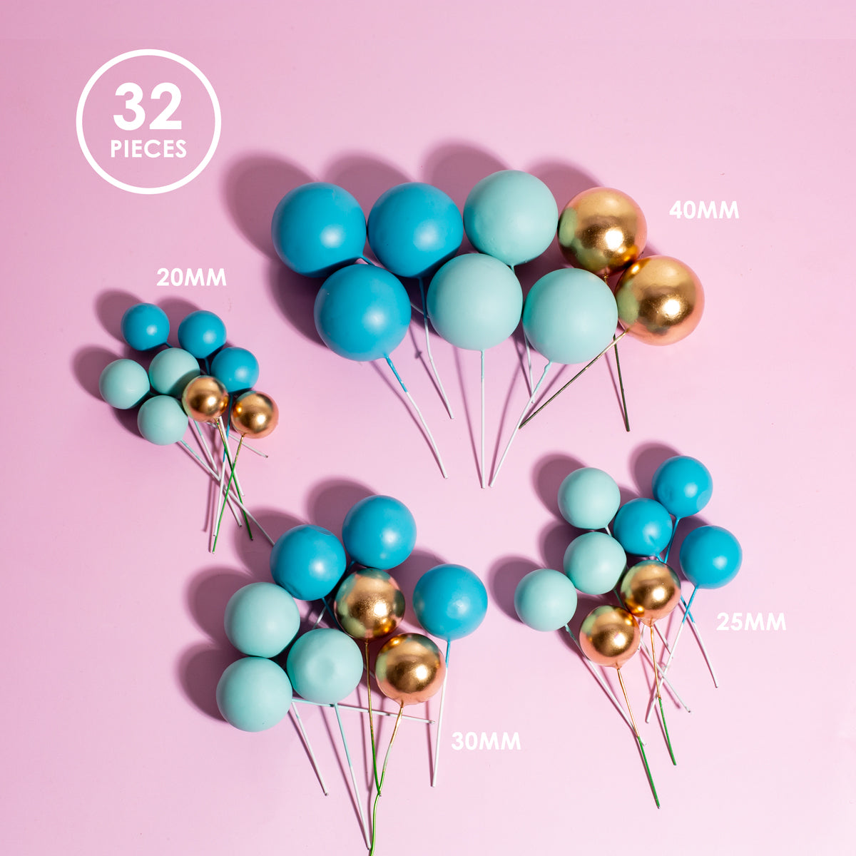 Bold In Blue Cake Ball Toppers 32pk
