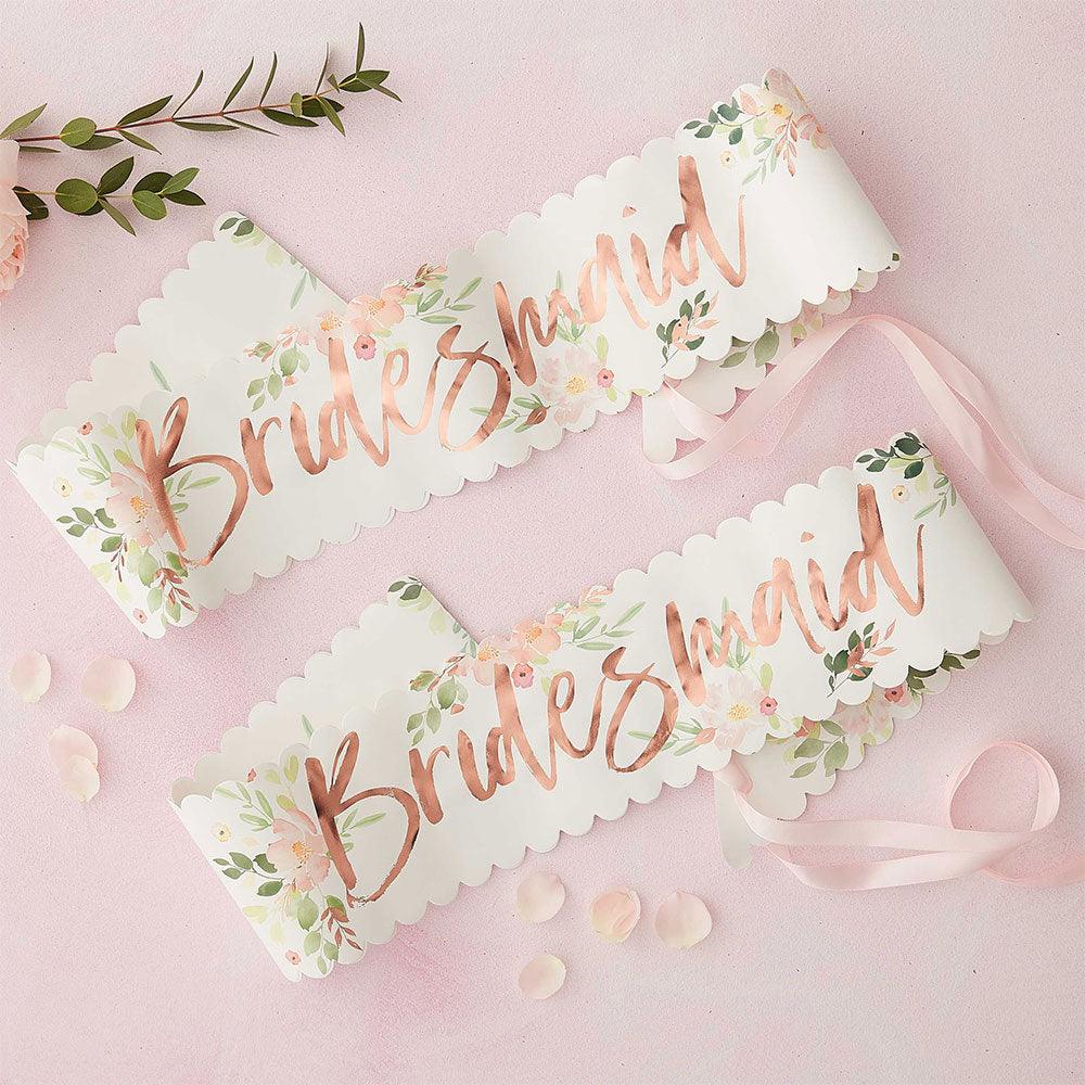 Floral Hen Party Bridesmaid Sashes 2pk