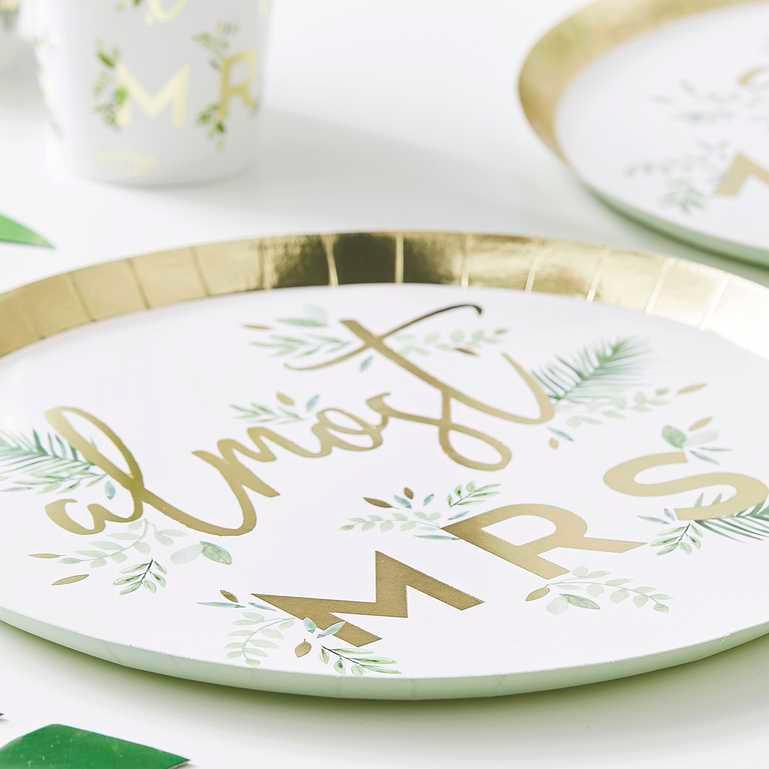 Botanical Hen Party Almost Mrs Plates 8pk