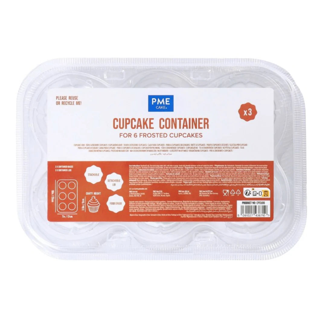 Cupcake Containers for 6 Cupcakes 3pk