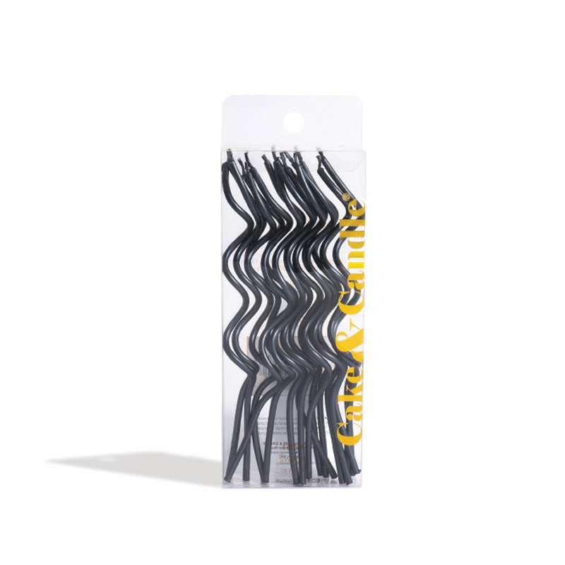 Black Swirly Cake Candles 16pk