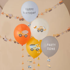 Construction Party Birthday Balloons with Tails 5pk