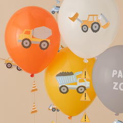 Construction Party Birthday Balloons with Tails 5pk