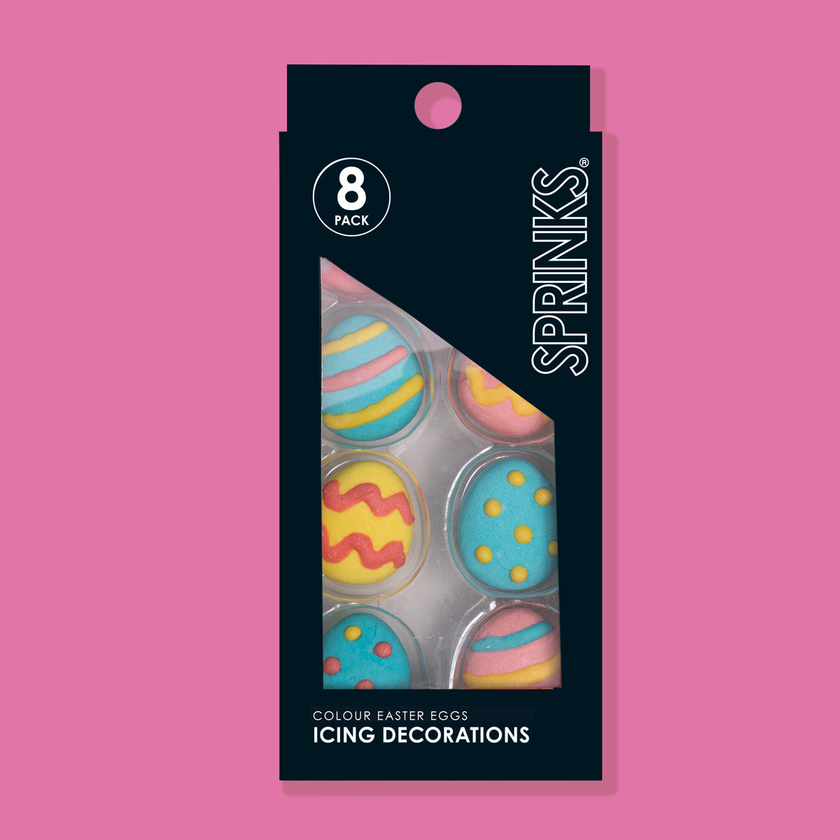 Colourful Easter Eggs Icing Decorations 8pk
