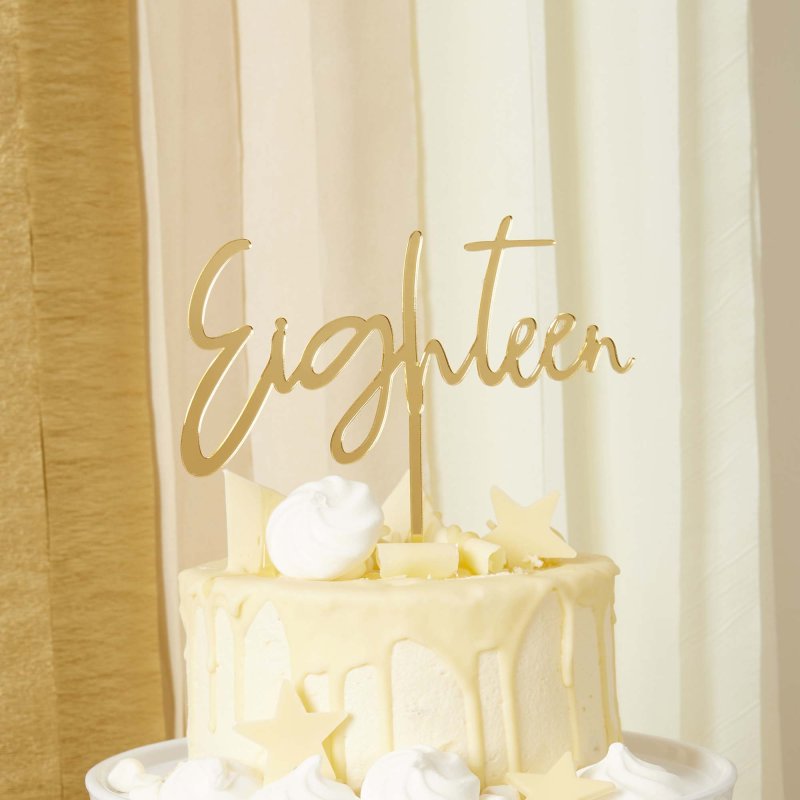 Gold Eighteen Acrylic Cake Topper